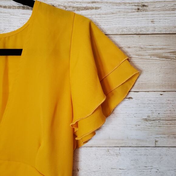 Flowy Fairy Tunic Agaci Mustard Vest Shirt Dress High Low Hem Boho Womens Small - Picture 7 of 10